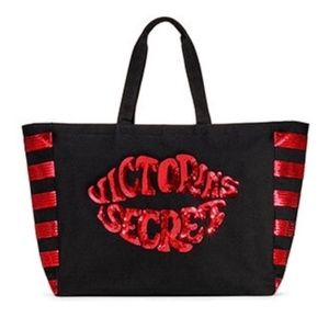 Black Victoria secret tote with red sequin